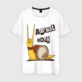 Мужская футболка хлопок с принтом Animal Rock - Животный рок в Тюмени, 100% хлопок | прямой крой, круглый вырез горловины, длина до линии бедер, слегка спущенное плечо. | animal rock | живой рок | прикольные | рок | улитка
