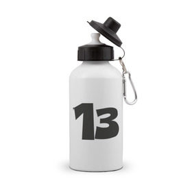 Бутылка спортивная с принтом 13 в Тюмени, металл | емкость — 500 мл, в комплекте две пластиковые крышки и карабин для крепления | 13 | зловещее | номер | тринадцать | цифра | число