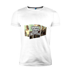 Мужская футболка премиум с принтом Grand Theft Auto San Andreas (5) в Тюмени, 92% хлопок, 8% лайкра | приталенный силуэт, круглый вырез ворота, длина до линии бедра, короткий рукав | grand theft auto | gta | gta sa | san andreas | гта сан андреас