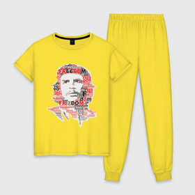Женская пижама хлопок с принтом Che Guevara (3) в Тюмени, 100% хлопок | брюки и футболка прямого кроя, без карманов, на брюках мягкая резинка на поясе и по низу штанин | гевара | куба | революция | свобода | че