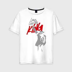 Женская футболка хлопок Oversize с принтом Майкл Джексон - Long live the King в Тюмени, 100% хлопок | свободный крой, круглый ворот, спущенный рукав, длина до линии бедер
 | michael jackson | pop | долгая жизнь королю | майкл джексон | поп