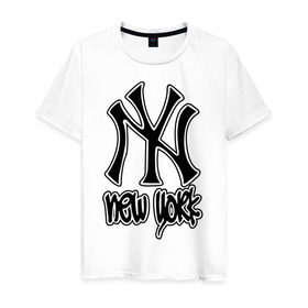 Мужская футболка хлопок с принтом New York (Нью Йорк) в Тюмени, 100% хлопок | прямой крой, круглый вырез горловины, длина до линии бедер, слегка спущенное плечо. | new york | ny | nyc | город | города | нью йорк | ньюйорк