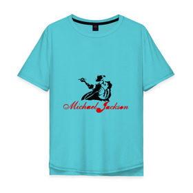 Мужская футболка хлопок Oversize с принтом Michael в Тюмени, 100% хлопок | свободный крой, круглый ворот, “спинка” длиннее передней части | Тематика изображения на принте: michael jackson | pop | майкл джексон | поп | силуэт