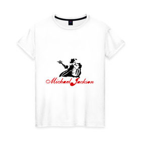 Женская футболка хлопок с принтом Michael в Тюмени, 100% хлопок | прямой крой, круглый вырез горловины, длина до линии бедер, слегка спущенное плечо | michael jackson | pop | майкл джексон | поп | силуэт