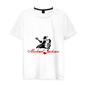 Мужская футболка хлопок с принтом Michael в Тюмени, 100% хлопок | прямой крой, круглый вырез горловины, длина до линии бедер, слегка спущенное плечо. | michael jackson | pop | майкл джексон | поп | силуэт