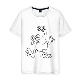 Мужская футболка хлопок с принтом Инопланетянин (4) в Тюмени, 100% хлопок | прямой крой, круглый вырез горловины, длина до линии бедер, слегка спущенное плечо. | гуманоид | инопланетянин | нло | пришелец