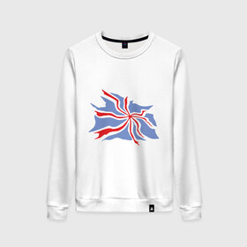 Женский свитшот хлопок с принтом Флаг Англии в Тюмени, 100% хлопок | прямой крой, круглый вырез, на манжетах и по низу широкая трикотажная резинка  | england | gb | uk | англия | британский флаг | великобритания | соединенное королевство | флаг