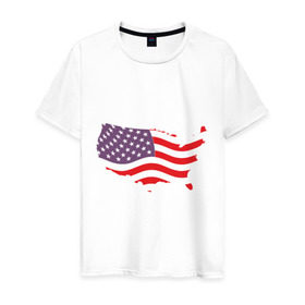 Мужская футболка хлопок с принтом Флаг Америки в Тюмени, 100% хлопок | прямой крой, круглый вырез горловины, длина до линии бедер, слегка спущенное плечо. | america | usa | америка | сша | флаг | штаты