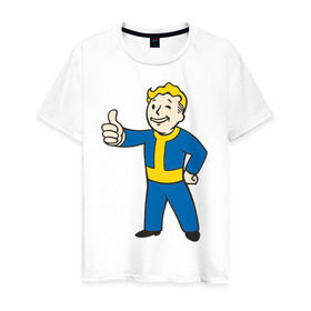 Мужская футболка хлопок с принтом Мальчик из Fallout в Тюмени, 100% хлопок | прямой крой, круглый вырез горловины, длина до линии бедер, слегка спущенное плечо. | fallout | мальчик | постапокалиптические | радиация