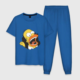 Мужская пижама хлопок с принтом Гомер Симпсон вылезает в Тюмени, 100% хлопок | брюки и футболка прямого кроя, без карманов, на брюках мягкая резинка на поясе и по низу штанин
 | гомер