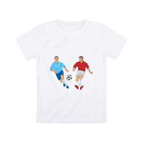 Детская футболка хлопок с принтом Футбол в Тюмени, 100% хлопок | круглый вырез горловины, полуприлегающий силуэт, длина до линии бедер | football | футбол | футболист | футбольный мяч