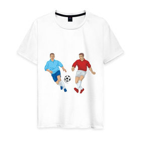 Мужская футболка хлопок с принтом Футбол в Тюмени, 100% хлопок | прямой крой, круглый вырез горловины, длина до линии бедер, слегка спущенное плечо. | football | футбол | футболист | футбольный мяч