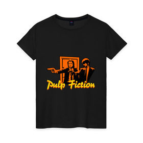 Женская футболка хлопок с принтом Pulp Fiction в Тюмени, 100% хлопок | прямой крой, круглый вырез горловины, длина до линии бедер, слегка спущенное плечо | pulp fiction | криминальное чтиво