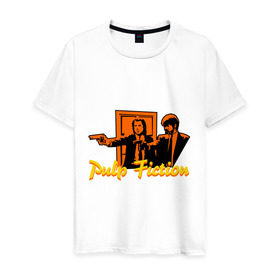Мужская футболка хлопок с принтом Pulp Fiction в Тюмени, 100% хлопок | прямой крой, круглый вырез горловины, длина до линии бедер, слегка спущенное плечо. | pulp fiction | криминальное чтиво