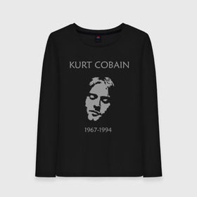 Женский лонгслив хлопок с принтом Kurt Cobain в Тюмени, 100% хлопок |  | kurt cobain | nirvana | кумиры | курт кобейн | легенды | нирвана | певцы | портреты