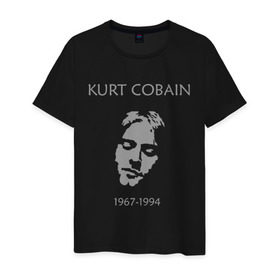 Мужская футболка хлопок с принтом Kurt Cobain в Тюмени, 100% хлопок | прямой крой, круглый вырез горловины, длина до линии бедер, слегка спущенное плечо. | Тематика изображения на принте: kurt cobain | nirvana | кумиры | курт кобейн | легенды | нирвана | певцы | портреты