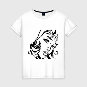 Женская футболка хлопок с принтом Красивая девушка в Тюмени, 100% хлопок | прямой крой, круглый вырез горловины, длина до линии бедер, слегка спущенное плечо | 