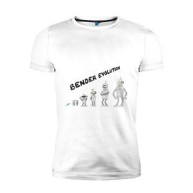 Мужская футболка премиум с принтом Bender evolution в Тюмени, 92% хлопок, 8% лайкра | приталенный силуэт, круглый вырез ворота, длина до линии бедра, короткий рукав | Тематика изображения на принте: bender | evolution | futurama | футурама | эволюция
