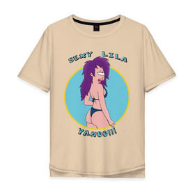 Мужская футболка хлопок Oversize с принтом Sexy Lila в Тюмени, 100% хлопок | свободный крой, круглый ворот, “спинка” длиннее передней части | futurama | lila | футурама