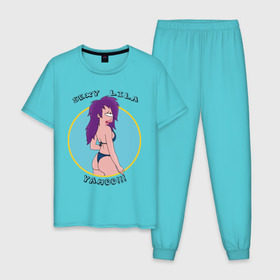 Мужская пижама хлопок с принтом Sexy Lila в Тюмени, 100% хлопок | брюки и футболка прямого кроя, без карманов, на брюках мягкая резинка на поясе и по низу штанин
 | futurama | lila | футурама