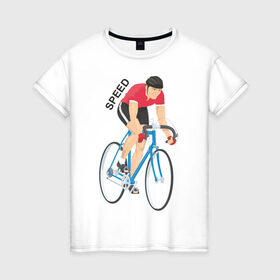 Женская футболка хлопок с принтом BikeRace в Тюмени, 100% хлопок | прямой крой, круглый вырез горловины, длина до линии бедер, слегка спущенное плечо | 