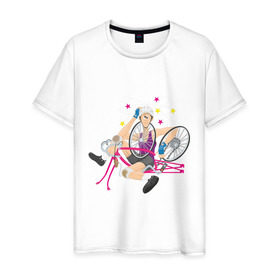 Мужская футболка хлопок с принтом Крушение велосипедиста в Тюмени, 100% хлопок | прямой крой, круглый вырез горловины, длина до линии бедер, слегка спущенное плечо. | велик | велик сломался | вело | велогонки | велосипед | велосипедист | крушение велосипедиста