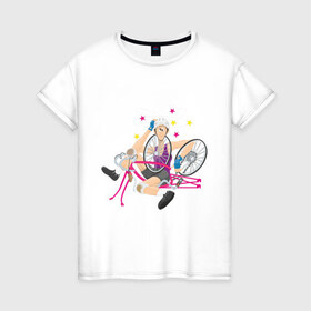 Женская футболка хлопок с принтом Крушение велосипедиста в Тюмени, 100% хлопок | прямой крой, круглый вырез горловины, длина до линии бедер, слегка спущенное плечо | велик | велик сломался | вело | велогонки | велосипед | велосипедист | крушение велосипедиста