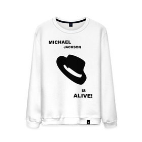 Мужской свитшот хлопок с принтом Michael Jackson is Alive в Тюмени, 100% хлопок |  | michael jackson | mj | pop | майкл джексон | поп