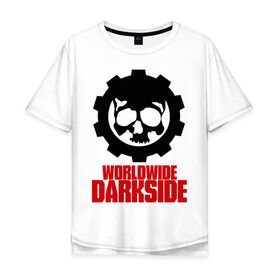 Мужская футболка хлопок Oversize с принтом Worldwide Darkside в Тюмени, 100% хлопок | свободный крой, круглый ворот, “спинка” длиннее передней части | сторона | темная | череп | черепушка | шестеренка | электро | электронная