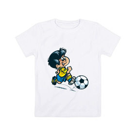 Детская футболка хлопок с принтом Футболист (5) в Тюмени, 100% хлопок | круглый вырез горловины, полуприлегающий силуэт, длина до линии бедер | 