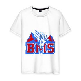 Мужская футболка хлопок с принтом Blue Mountain State в Тюмени, 100% хлопок | прямой крой, круглый вырез горловины, длина до линии бедер, слегка спущенное плечо. | Тематика изображения на принте: blue mountain state | bms