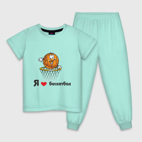 Детская пижама хлопок с принтом Я люблю баскетбол в Тюмени, 100% хлопок |  брюки и футболка прямого кроя, без карманов, на брюках мягкая резинка на поясе и по низу штанин
 | баскетбольная корзина | баскетбольный мяч
