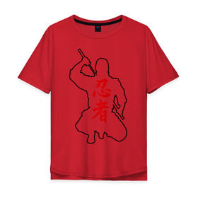 Мужская футболка хлопок Oversize с принтом Ниндзя (4) в Тюмени, 100% хлопок | свободный крой, круглый ворот, “спинка” длиннее передней части | ninja | восточные