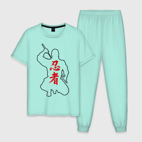 Мужская пижама хлопок с принтом Ниндзя (4) в Тюмени, 100% хлопок | брюки и футболка прямого кроя, без карманов, на брюках мягкая резинка на поясе и по низу штанин
 | ninja | восточные