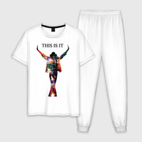 Мужская пижама хлопок с принтом Майкл Джексон - Вот и все в Тюмени, 100% хлопок | брюки и футболка прямого кроя, без карманов, на брюках мягкая резинка на поясе и по низу штанин
 | всем поклонникам и просто любителям творчества майкламайкл джексон