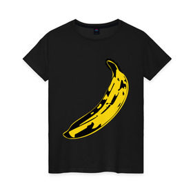 Женская футболка хлопок с принтом Банан в Тюмени, 100% хлопок | прямой крой, круглый вырез горловины, длина до линии бедер, слегка спущенное плечо | banana