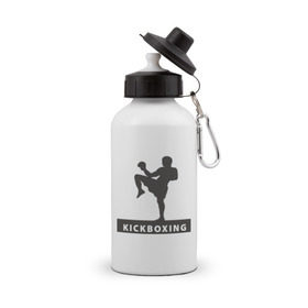 Бутылка спортивная с принтом Kickboxing в Тюмени, металл | емкость — 500 мл, в комплекте две пластиковые крышки и карабин для крепления | Тематика изображения на принте: кикбоксинг