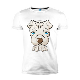 Мужская футболка премиум с принтом Милый песик в Тюмени, 92% хлопок, 8% лайкра | приталенный силуэт, круглый вырез ворота, длина до линии бедра, короткий рукав | милый песик | пес | собака | собачка | щенок | щенята
