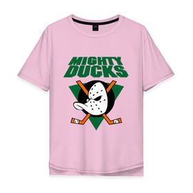 Мужская футболка хлопок Oversize с принтом Anaheim Mighty Ducks (2) в Тюмени, 100% хлопок | свободный крой, круглый ворот, “спинка” длиннее передней части | nhl | лига | национальная лига | нхл | хокей | хоккей | хоккейная лига