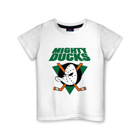 Детская футболка хлопок с принтом Anaheim Mighty Ducks (2) в Тюмени, 100% хлопок | круглый вырез горловины, полуприлегающий силуэт, длина до линии бедер | Тематика изображения на принте: nhl | лига | национальная лига | нхл | хокей | хоккей | хоккейная лига