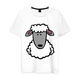 Мужская футболка хлопок с принтом Гламурная овца в Тюмени, 100% хлопок | прямой крой, круглый вырез горловины, длина до линии бедер, слегка спущенное плечо. | баран | барашик | гламурная овца | овечка | овца