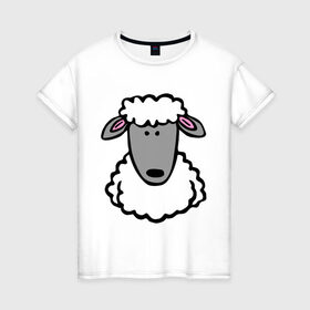 Женская футболка хлопок с принтом Гламурная овца в Тюмени, 100% хлопок | прямой крой, круглый вырез горловины, длина до линии бедер, слегка спущенное плечо | баран | барашик | гламурная овца | овечка | овца