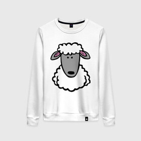 Женский свитшот хлопок с принтом Гламурная овца в Тюмени, 100% хлопок | прямой крой, круглый вырез, на манжетах и по низу широкая трикотажная резинка  | баран | барашик | гламурная овца | овечка | овца