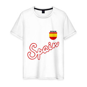 Мужская футболка хлопок с принтом Сборной Испании по футболу в Тюмени, 100% хлопок | прямой крой, круглый вырез горловины, длина до линии бедер, слегка спущенное плечо. | Тематика изображения на принте: spain football | сборная испании по футболу