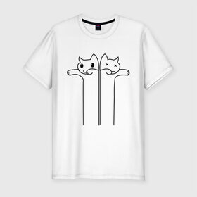 Мужская футболка премиум с принтом Зомби коты в Тюмени, 92% хлопок, 8% лайкра | приталенный силуэт, круглый вырез ворота, длина до линии бедра, короткий рукав | животные | зомби коты | коты | коты мертвецы | котята | кошки