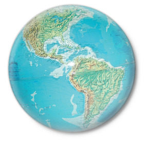 Значок с принтом Глобус в Тюмени,  металл | круглая форма, металлическая застежка в виде булавки | глобус | земной шар | карта | материки | планета