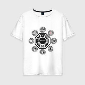 Женская футболка хлопок Oversize с принтом LOST - Все станции Dharma в Тюмени, 100% хлопок | свободный крой, круглый ворот, спущенный рукав, длина до линии бедер
 | dharma | lost | лост | остаться в живых