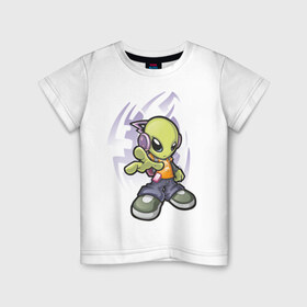 Детская футболка хлопок с принтом Инопланетянин (5) в Тюмени, 100% хлопок | круглый вырез горловины, полуприлегающий силуэт, длина до линии бедер | alien | гуманоид | инопланетянин | летающая тарелка | нло | пришельцы