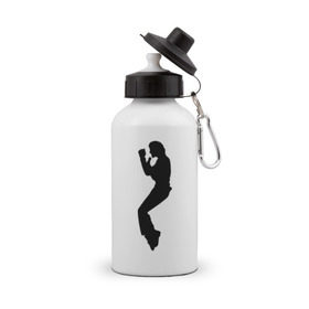 Бутылка спортивная с принтом Поп-король Майкл Джексон в Тюмени, металл | емкость — 500 мл, в комплекте две пластиковые крышки и карабин для крепления | michael jackson | короь | легенда | майкл джексон | поп