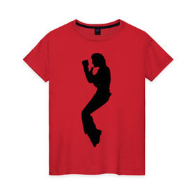 Женская футболка хлопок с принтом Поп-король Майкл Джексон в Тюмени, 100% хлопок | прямой крой, круглый вырез горловины, длина до линии бедер, слегка спущенное плечо | michael jackson | короь | легенда | майкл джексон | поп